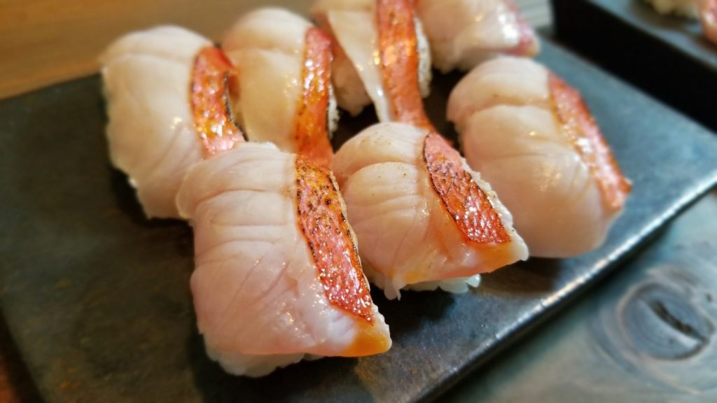 熟成金目鯛の炙り寿司